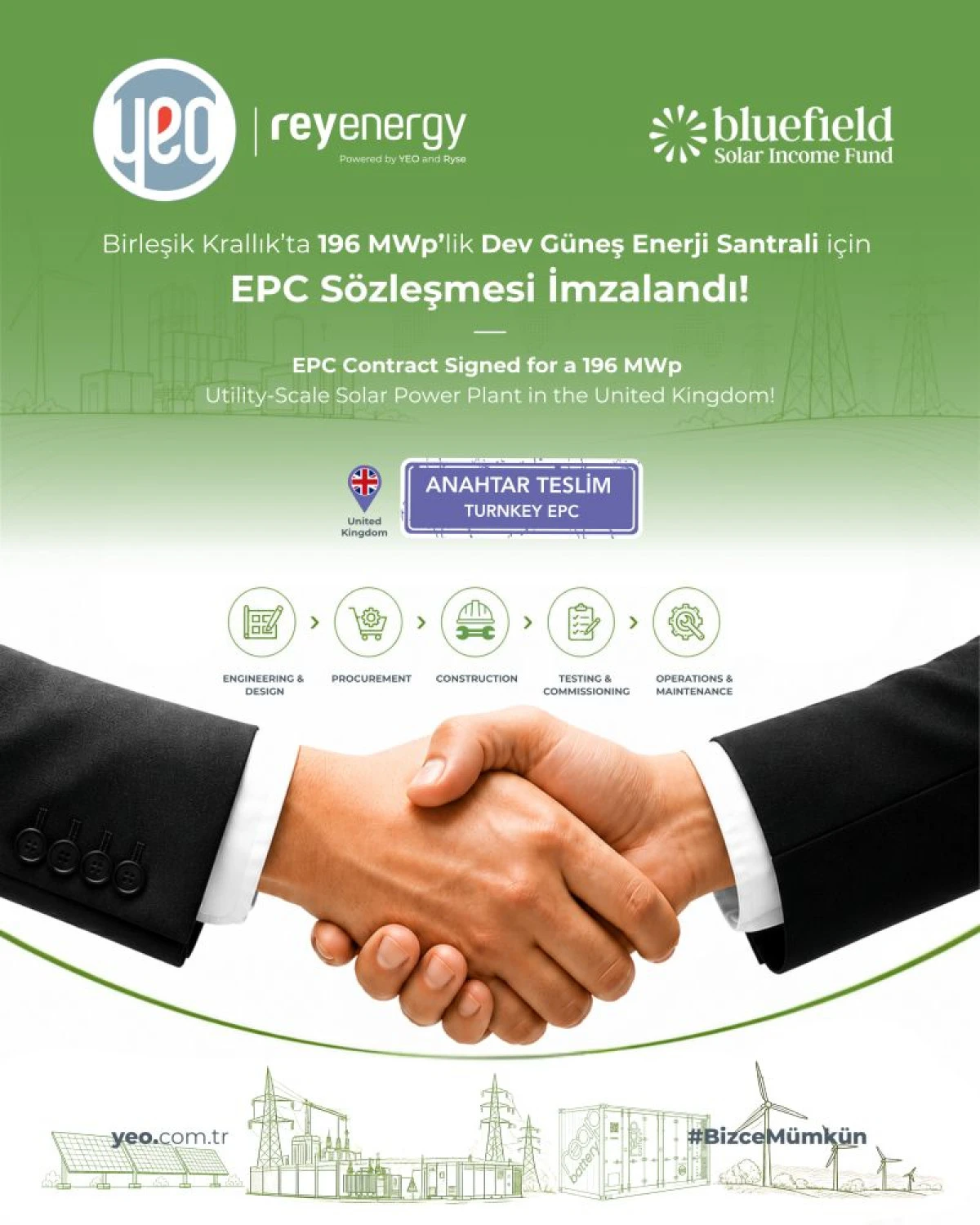 YEO Teknoloji İngiltere'de 196 MWp G&uuml;neş Enerjisi Santrali İnşa Edecek